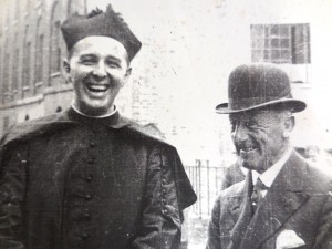 Father Jellicoe his uncle, Lord Jellicoe, Admiral of the fleet, the 1st Earl of Scapa. sSeen here on a visit to St. Mary’s Flts, Drummond Crescent. The Admiral had alaid the foundation stone in 1928.