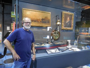 Gert Normann Andersen putting the finishing touches to the exhibits at the Sea War museum, Thyborøn Denmark.