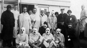 Burn victims from HMS Tiger after the Battle of Jutland. On board the hospital ship, HMHS Plassey. Courtey of the National Museumof the Royal Navy, 1990_296_27.